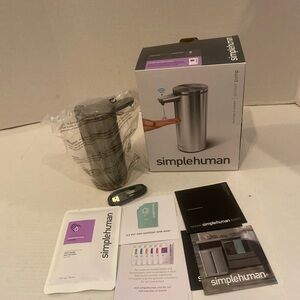 simplehuman Brushed Silver Touchless Soap Dispenser with Accessories